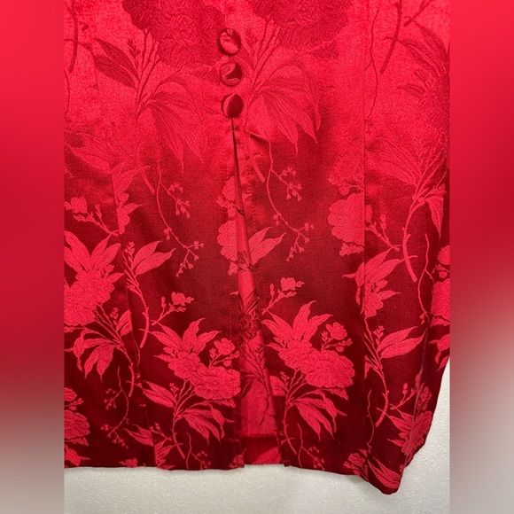 Down Joy Fashions / Elegant Red Floral Dress/ Size 8 - Picture 5 of 8